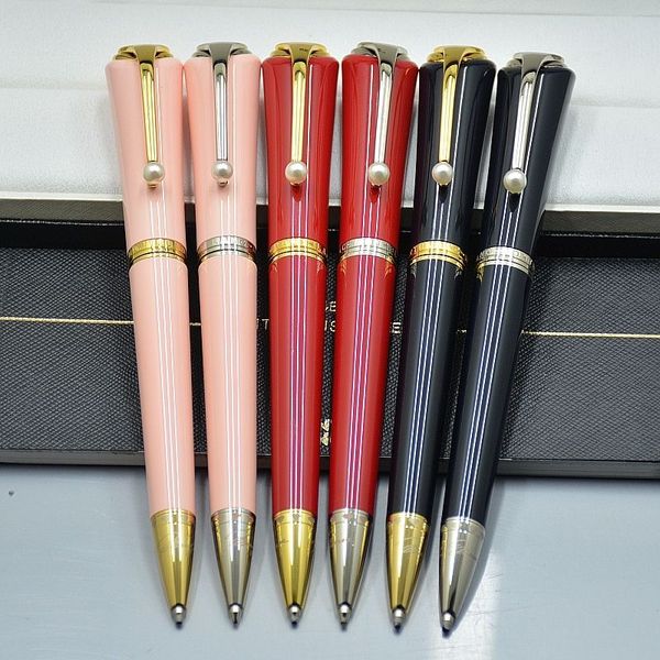 Promoção de metal 6 cores/caneta de rolo presente bola alta com clipe de pérola recarga qualidade senhora canetas esferográficas xvcjs