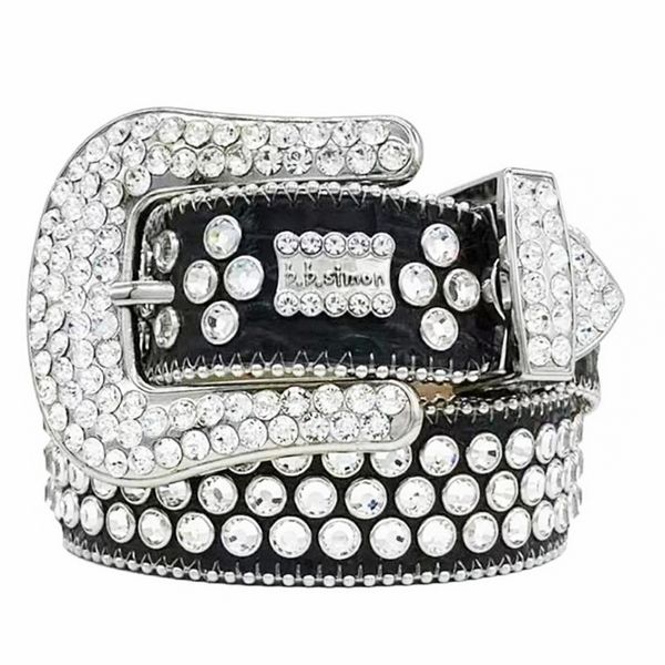 BB Designer Belt Simon New BB BB Crown Crong Crystal Headmens Belt для женщин блестящие бриллианты черные на черно -сине