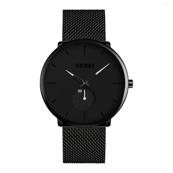 Armbanduhren Mode Schönheit Jugend Cool Black Herren Quarzuhr Koreanischer Trend Wasserdichte Edelstahl Mesh Gürtel Uhren 2023