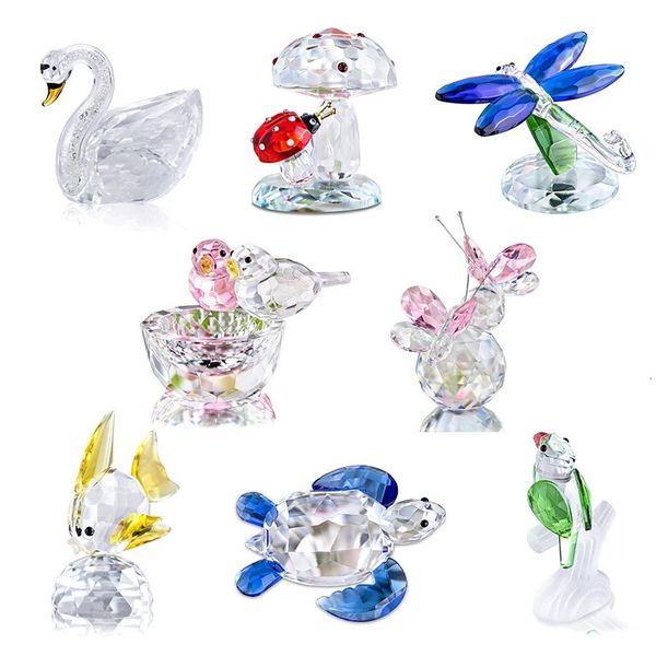 Estatuetas de objetos decorativos H D 8 estilos Estatuetas de cristal Arte em vidro Figura de animais Estátuas Lembrança Escultura Home Office Decoração Colecionáveis Presente 231114