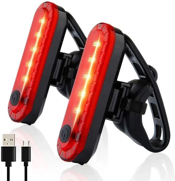 Luzes traseiras da bicicleta luz traseira usb recarregável vermelho ultra brilhante lanternas traseiras caber na bicicleta fácil de instalar para ciclismo segurança 231115