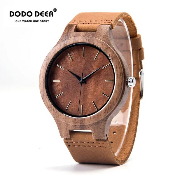 Uhrenarmbänder DODO DEER Holz Herrenuhr Promotion Lederband Private benutzerdefinierte Holz Armbanduhren Herren Quarz Accept Drop 231115
