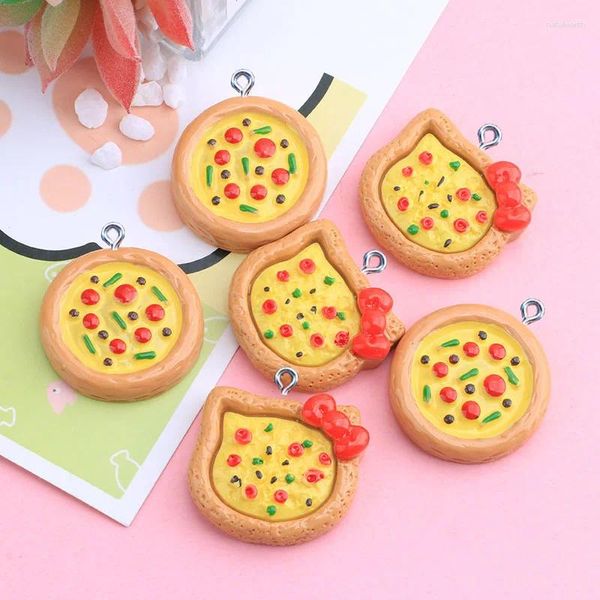 Encantos 10 pçs simulação kawaii pizza resina para brinco pulseira chaveiro diy jóias fazendo suprimentos pingente acessórios