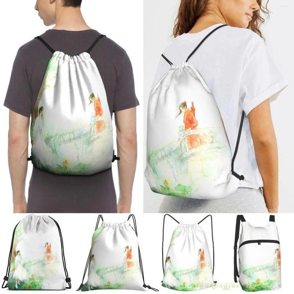 Alışveriş çantaları unisex brawstring aşk o2o c-drama kadınlar sırt çantaları erkek açık seyahat eğitimi fitness çantası