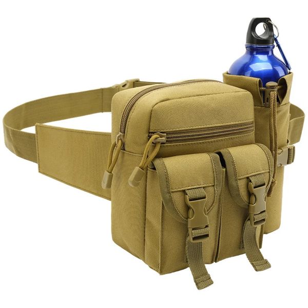 Sacos ao ar livre Homens Tactical Garrafa de Água À Prova D 'Água Molle Camuflagem Caça Caminhadas Escalada Nylon Mobile Phone Belt Pack Cintura Bag 231114