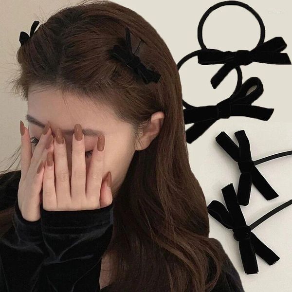 Haarspangen 2/1 Stück schwarze Schleife Seile Frau Mädchen Kawii süße Samtband Kopfbedeckung Scrunchie Haarnadeln Haarspangen Accessoires