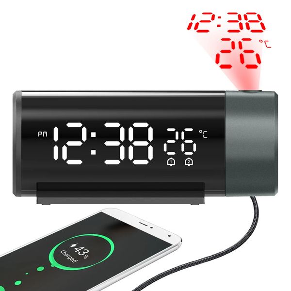 Schreibtisch-Tischuhren, LED-Digitalwecker, 180° drehbar, elektronischer Tischprojektor, Uhr, Zeitprojektion, Schlafzimmer, Nachttisch, automatische Hintergrundbeleuchtung, Uhr 231115