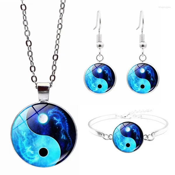 Colar brincos conjunto 2023 acessórios yin e yang tempo gem pulseira gota jóias moda feminina presentes atacado