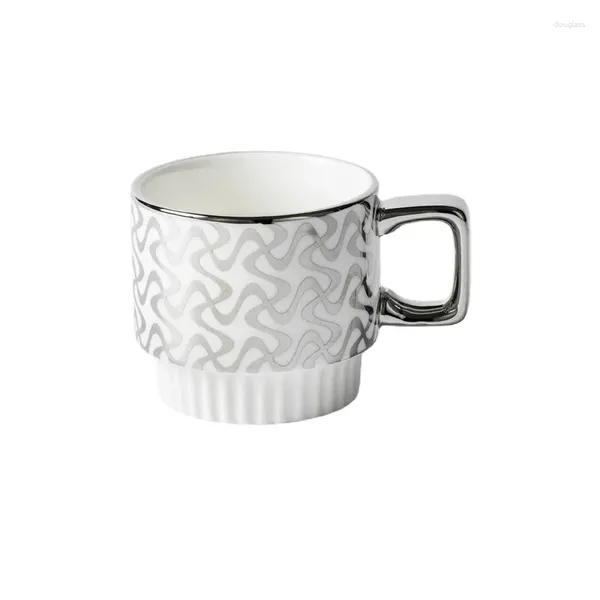 Tazze Set da 2 pezzi Ceramica di lusso a prezzi accessibili Bicchieri Accessori per la cucina di casa Tazza da tè Tazza d'argento Forniture per boutique Tazze da caffè