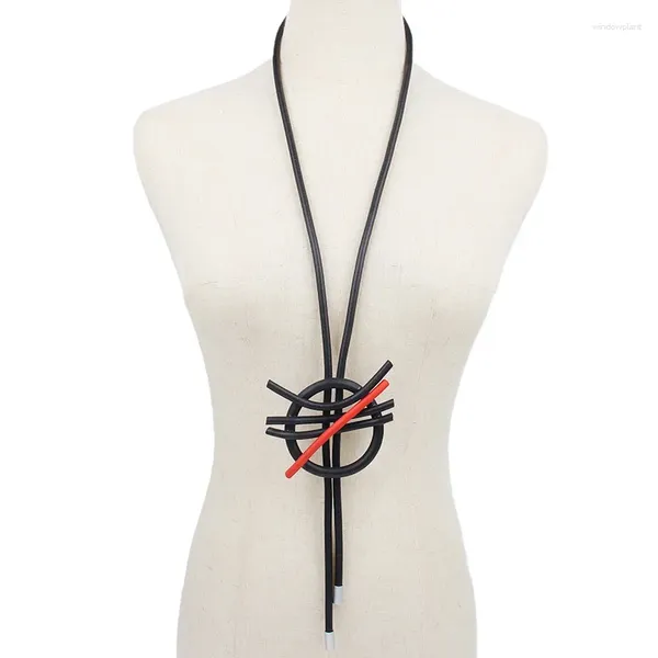 Ожерелья с подвесками YDYDBZ, уличное модное длинное ожерелье, готический черный резиновый женский красный кожаный свитер ручной работы, одежда