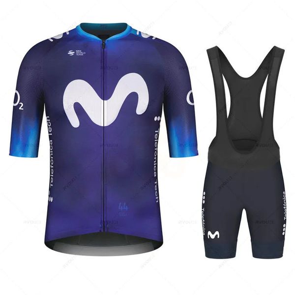 Conjuntos de camisa de ciclismo respirável antiuv verão movistar equipe conjunto esporte mtb bicicleta jerseys roupas masculinas maillot ciclismo hombre 231114