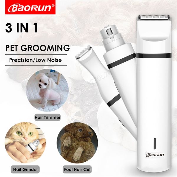 Baorun para cães Baorun 3 em 1 Kit de animais de estimação Recarregável CLIPPERS CLIPPERS CABELA CABE