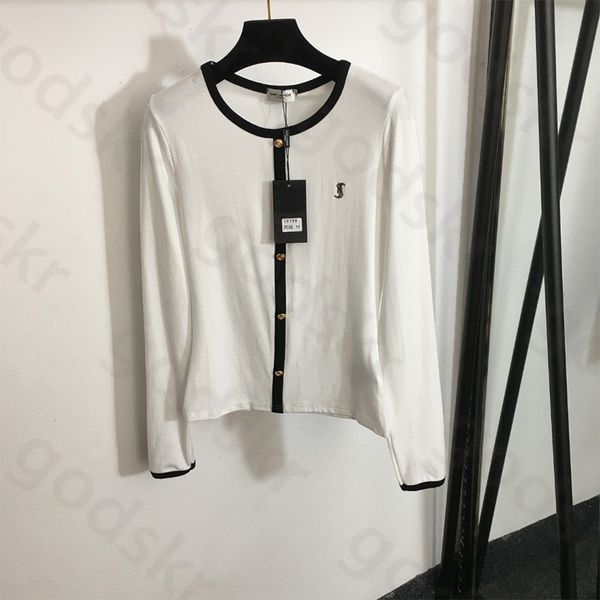 Camicia con base lavorata a maglia con ricamo in paillettes Camicia da donna in cardigan lavorato a maglia con bottoni in metallo sottile e allentato Camicetta casual stilista