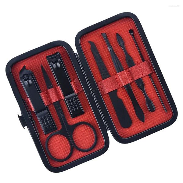 Kits de arte de unhas 7 pcs de um conjunto de tesoura de aço inoxidável durável kit de manicure clippers portátil trimmer para grupos de homens