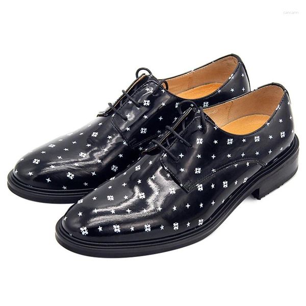 Scarpe eleganti stile inglese inverno punto formale uomo Oxford stringate punta tonda vera pelle nera fatta a mano per me