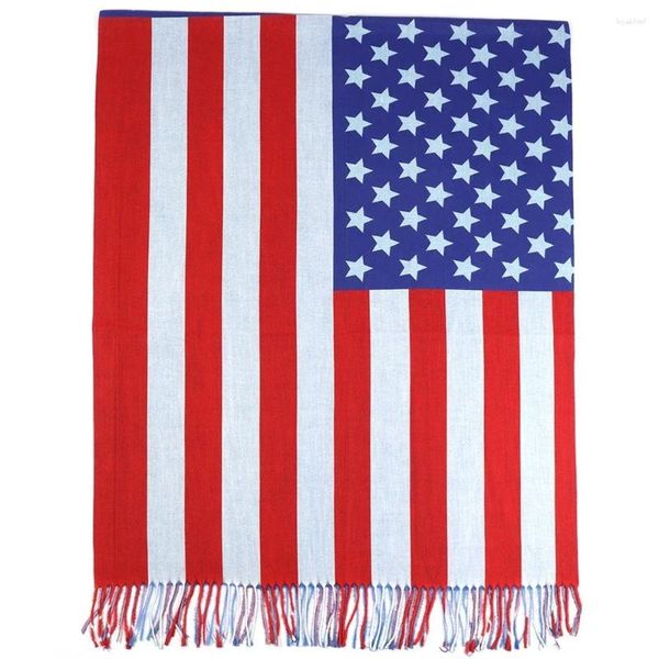 Шарфы с флагом США, женский осенний дизайнерский американский платок из пашмины, женские зимние накидки, теплое кашемировое одеяло с бахромой