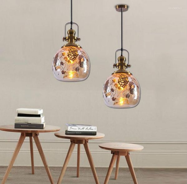 Pendant Lamps Glass Single Head Lighting Living Room Creative Dining Lamp Modern Simple Light Luxury Copper Bubble Ball Chandelier