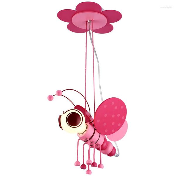 Lâmpadas de lâmpadas pendentes Luzes do quarto infantil desenho animado criativo Little Bee Led Boy Girl Quarto pendurado Luz quente do jardim de infância