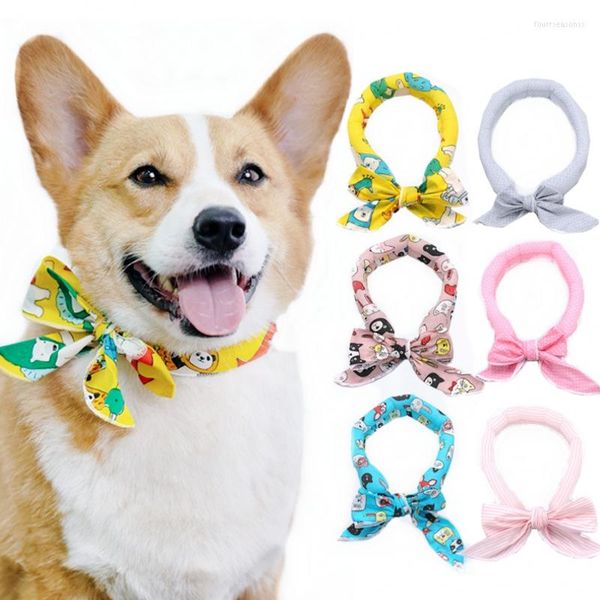 Hundehalsbänder Sommer Hitzschlag Kühlhalsband Pet Bandana Verstellbarer Eisschal Niedlicher Druck Cooles Zubehör