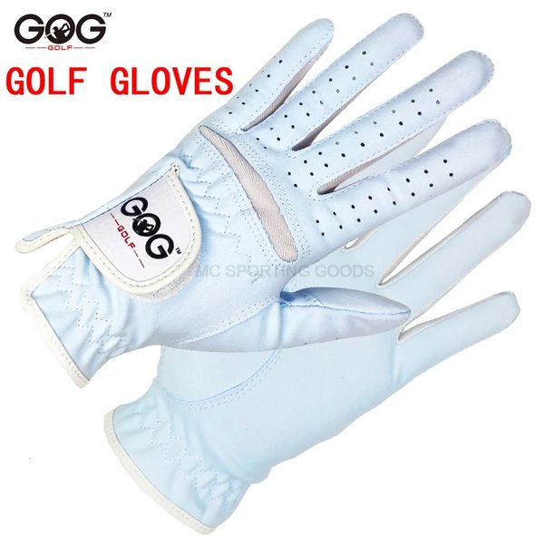 Luvas esportivas 1 par gog luvas de golfe azul profissional respirável céu azul tecido macio para mulher mão esquerda e direita 231115