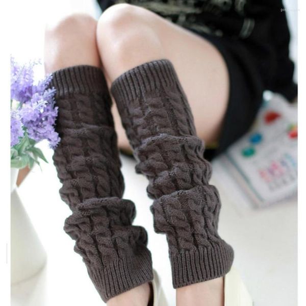 Frauen Socken Gestrickte Beinwärmer Mode Fuß Stiefel Abdeckung Twisted Stricken Strümpfe Winter Dicke Been Wärmer Knie Länge Einfarbig