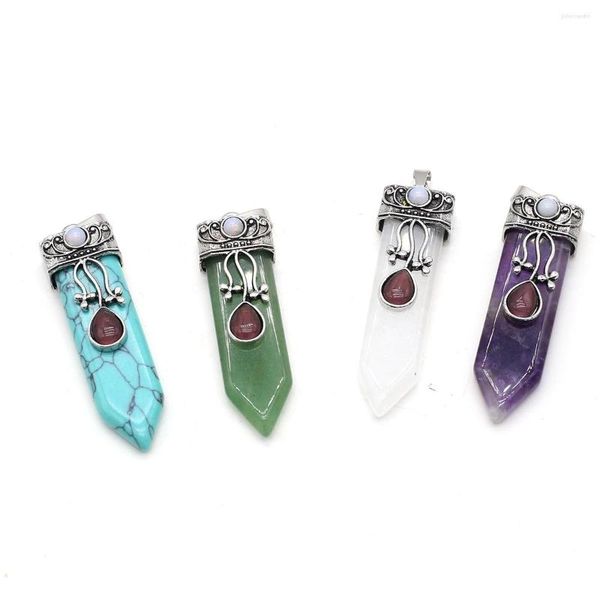 Collane con ciondolo Ciondoli in pietra naturale con lapislazzuli Ciondoli a pendolo color argento antico per gioielli che fanno collana da donna fai-da-te Regali per feste