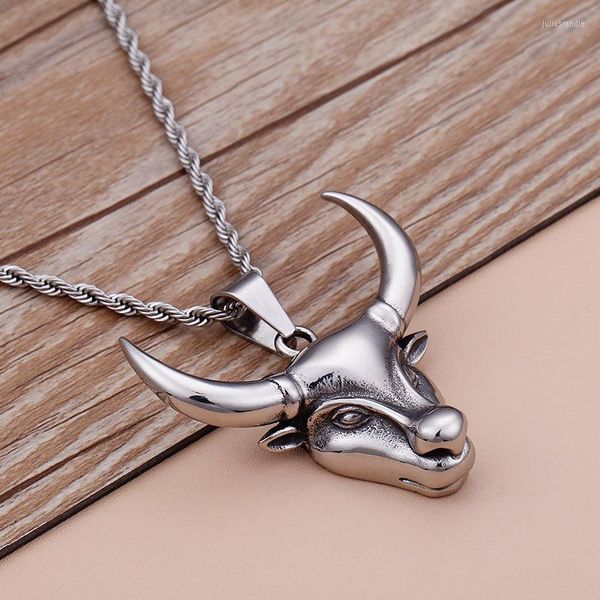 Anhänger Halsketten Einfache Edelstahl Schmuck Herren Titan Unisex Kuhkopf