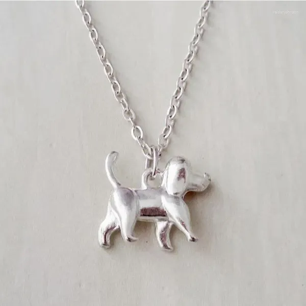 Anhänger Halsketten Vintage Tiermodelle Welpen Hund Haustier Liebhaber Rettung Silber Farbe Niedliche Memorial Charms Halsband Schmuck