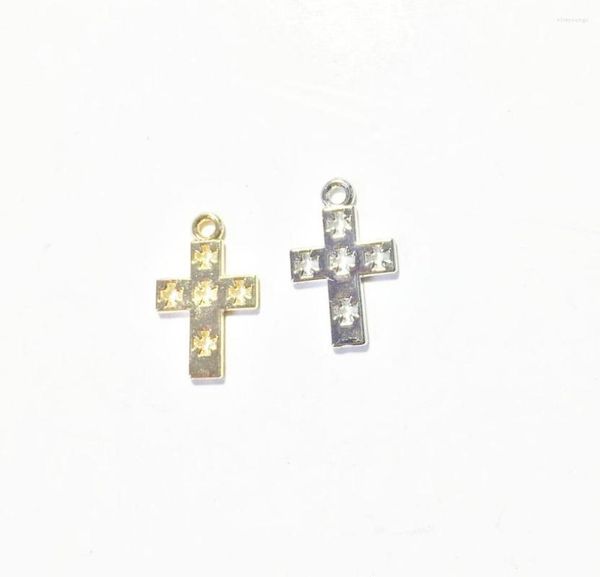 Charms Eruifa 20pcs 10 19mm minúsculos pequenos planos de liga de zinco cruzado de zinco pingente DIY 2 cores