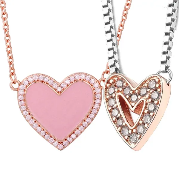 Sagazlar orijinal 925 Sterlling Gümüş Gül Pembe Swirl Köpüklü Freehand Heart Collier Kolye Boncuk Charm DIY Takı için