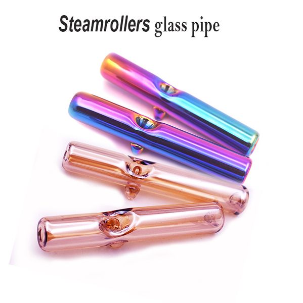 Atacado Steamrollers Cachimbo de mão de vidro Tubos de vidro para cachimbo de água Fumar Colher de tabaco Tubos Dab Rig Bubbler Tubo de vidro de ervas secas