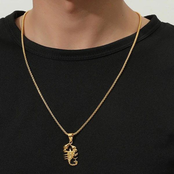 Colares Pingente 2023 Punk Gold Color Scorpion Colar para Homens Aço Inoxidável Rock Hip Hop Jóias Presente