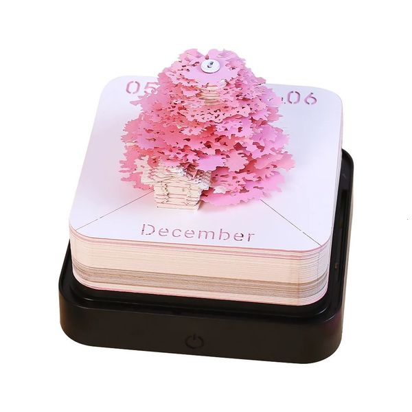 Calendario 3D Blocco note 2024 Calendario 3D Omoshiroi Block Treehouse Memo Pad Kawaii Sticky Note 3D Art Calendario Block Notes Regalo di Natale 231115