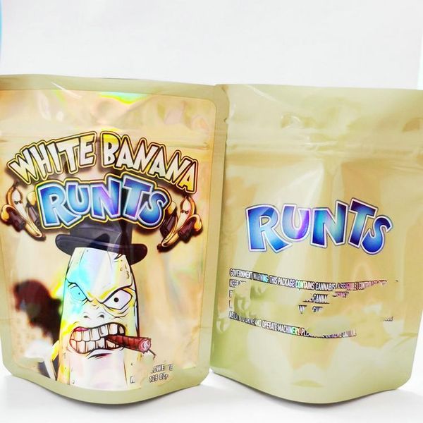 Favor Holders Exotic Society 3,5 g weiße Banane Runts Mylar Gelato Reißverschluss Kräuterblumen Tüte versiegelte Esswaren Paket 3,5 g Mylars Otzax