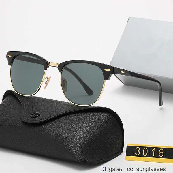 Rays Bans Классические брендовые роскошные квадратные солнцезащитные очки Wayfarer для мужчин в ацетатной оправе с черными линзами и линзами, солнцезащитные очки для женщин UV400 Черепаховая коробка цвета 3016 2ZBS