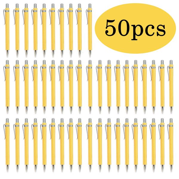 Canetas esferográficas 50 Pçs / lote Caneta de Bambu Caneta Esferográfica de Madeira de Bambu 1.0mm Ponta Escritório Escola Escrevendo Papelaria Negócios Assinatura Canetas Esferográficas 231114