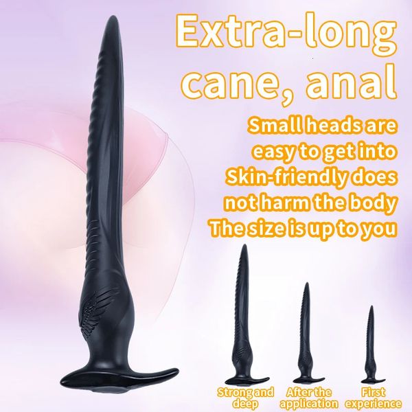 Anal Toys Süper Uzun PVC Dildo Prostat Masaj Popo Tapası Stimülasyon için Anüs Seks Dilator Unisex Cinsel Mağaza için Büyük 231114