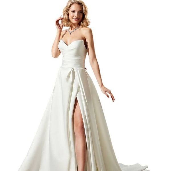 White Tuxodos Special Abito da sposa più dimensioni Simple senza spalline Strech Wedding Woming Women Abito da sposa personalizzato