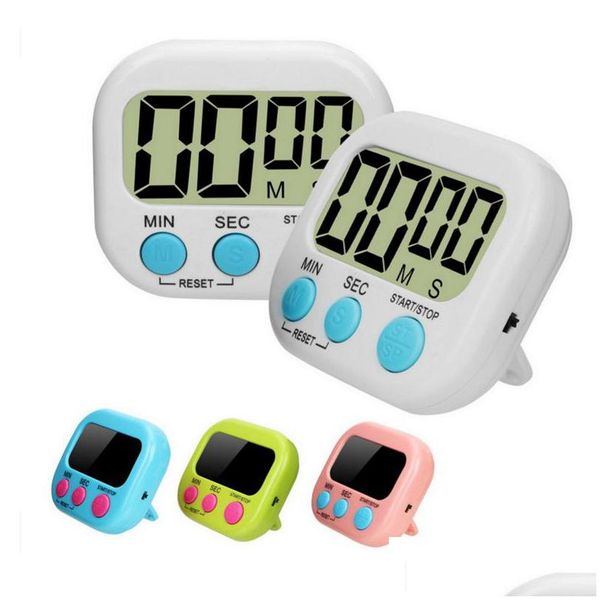 Timers de cozinha Mini Timer digital Big Digits Almear alarmes de apoio magnético com grande tela LCD para cozinhar o jogo de esportes de cozimento dhgi5