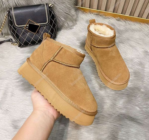 Designer clássico ultra mini botas de neve plataforma curta mulheres homens pele de carneiro tasman tazz castanha areia mostarda semente bege australiano i inverno tornozelo cor sólida