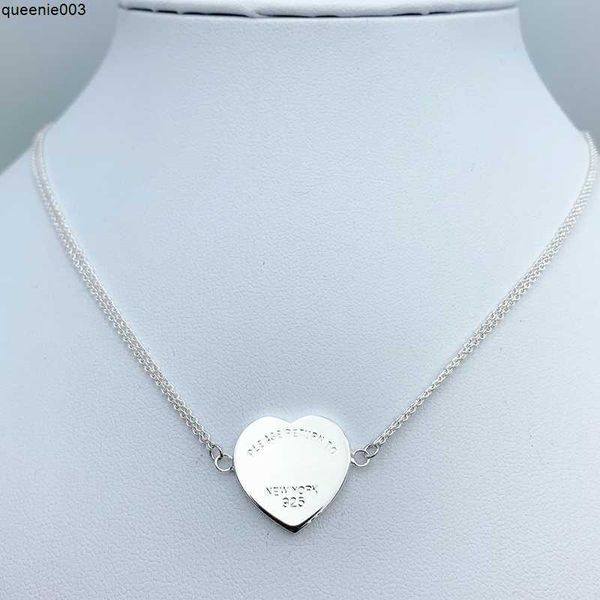 Neue Halskette aus 100 % 925er Sterlingsilber, modischer Designer-Schmuck, blaue Herzanhänger-Halsketten für Damen, Party, Hochzeit, Geschenke. Return to Love im Großhandel