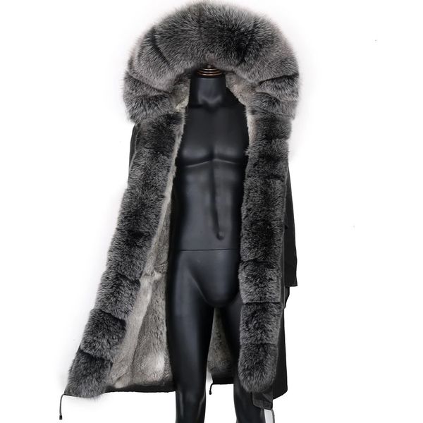 Мужская зимняя куртка из искусственного меха X-Long серая, из натурального лисьего меха, пальто, мужская модная шуба из натурального меха, длинные парки, зимняя черная парка, съемная 231115