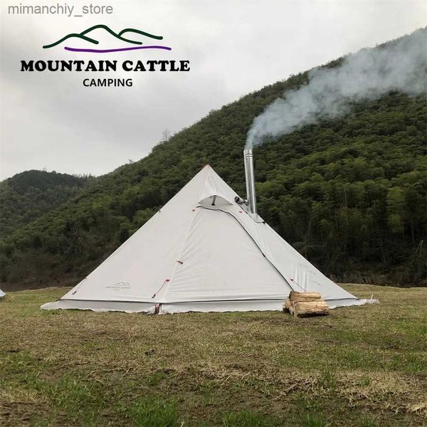 Tende e rifugi 400 Tenda da campeggio esterna ultraleggera invernale Teepee 210T Tenda a piramide scozzese con gonna da neve Tenda a canne grandi Tende da trekking con zaino in spalla Q231117