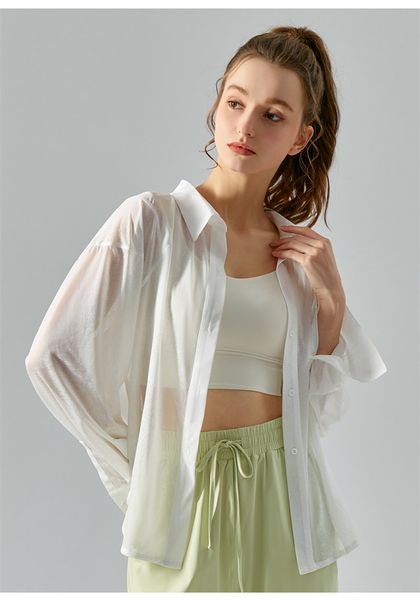 Lu Camisa Casual Longa Mulheres Proteção Solar Protetor Solar Fino Top Run Blusa Esportiva Manga Comprida Jaqueta Yoga ADSL414
