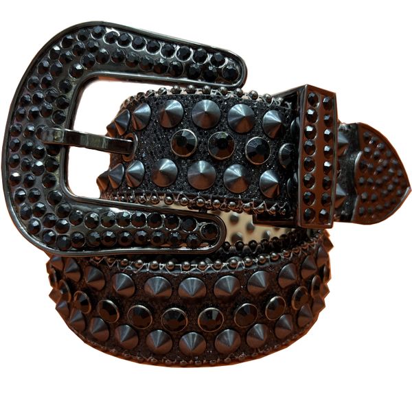 Starry Sky Black Simon BB Cinturão Especial Cintura com Spikes Punk Style Series Rhinestone Belts