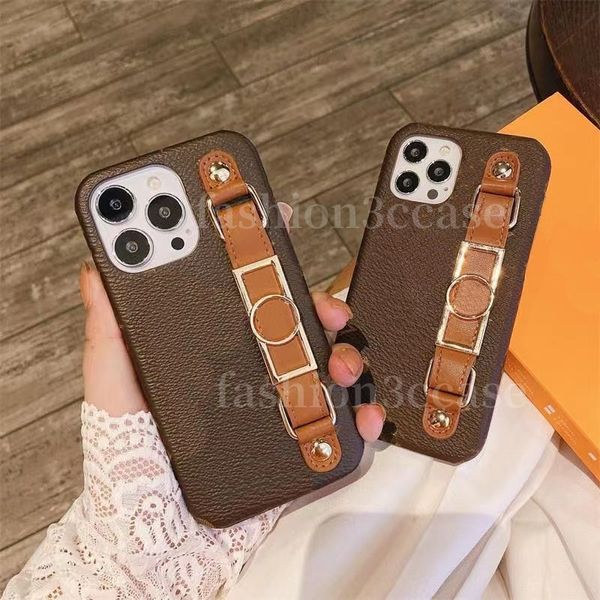 Fashion Designer Letter Phone Case für iPhone 14 13 Pro max 11 12 mini 12Pro xr xs x xsmax 7 8 plus Top Lederhandschlaufe Anti-Fall-Hüllen