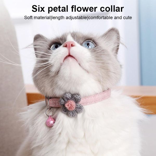 Hundehalsbänder 1 Stück Hundehalsband Plain Cotton Bestellen Sie Farbe Sechs Blütenblatt Blume Katze Glocke Liefert