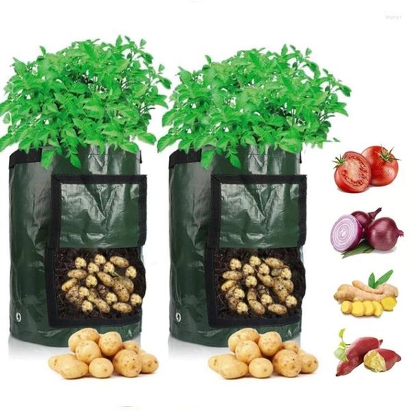 Fioriere Borsa per piantare patate Panno in PE Coltivazione di verdure e frutta Vivaio Giardinaggio addensato Coltivazione con manico