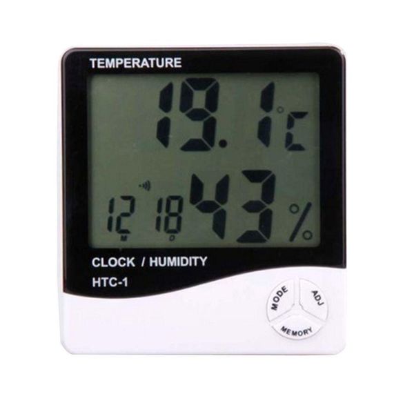 Instrumentos de temperatura Atacado Lcd Termômetro Higrômetro Temp Umidade Relógio Htc-1 Higrômetros Clockes 1000 Pçs/lote Remessa Rápida B Dhuct