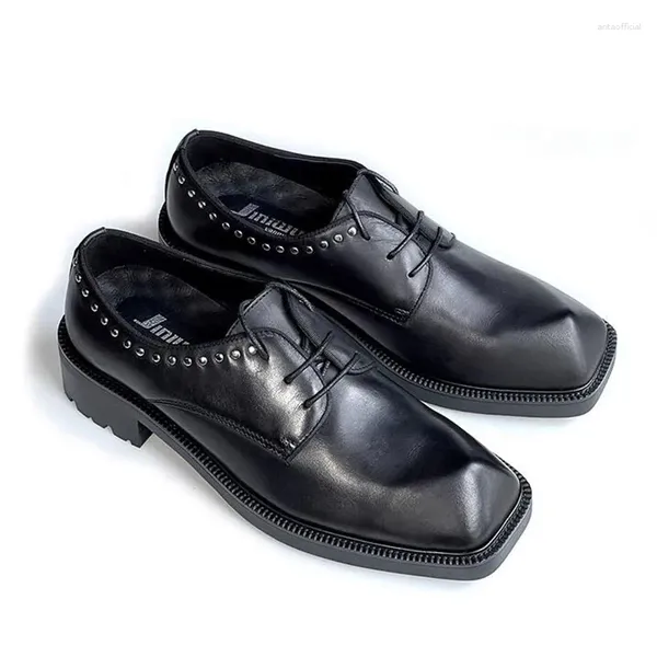 Kleid Schuhe Herren Mode Schuh Echtes Leder Männlich Outdoor Karree Männer Formale Designer Loafer